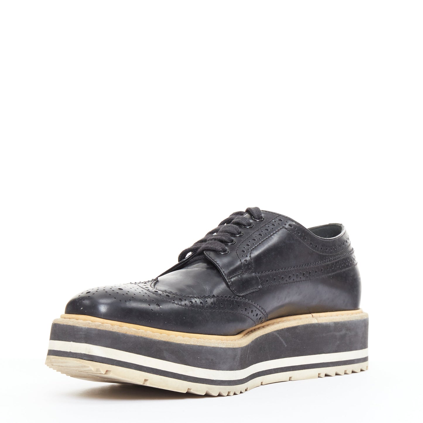 Women's Prada Wingtip Platform Brogue Oxfords