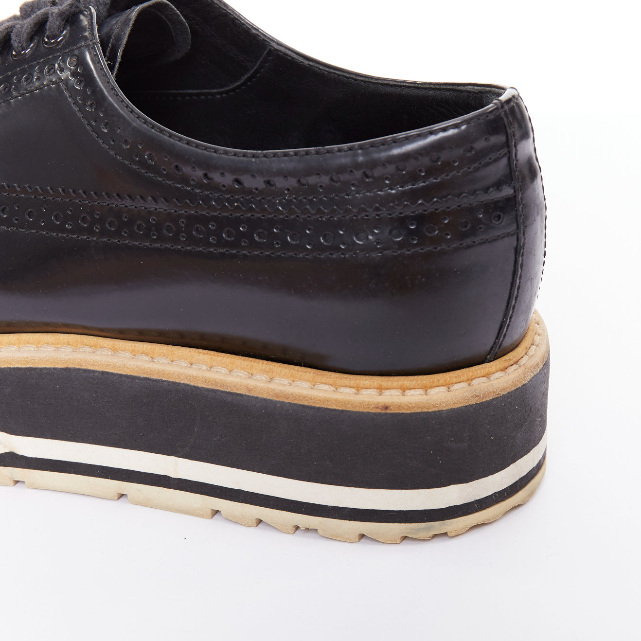 Women's Prada Wingtip Platform Brogue Oxfords