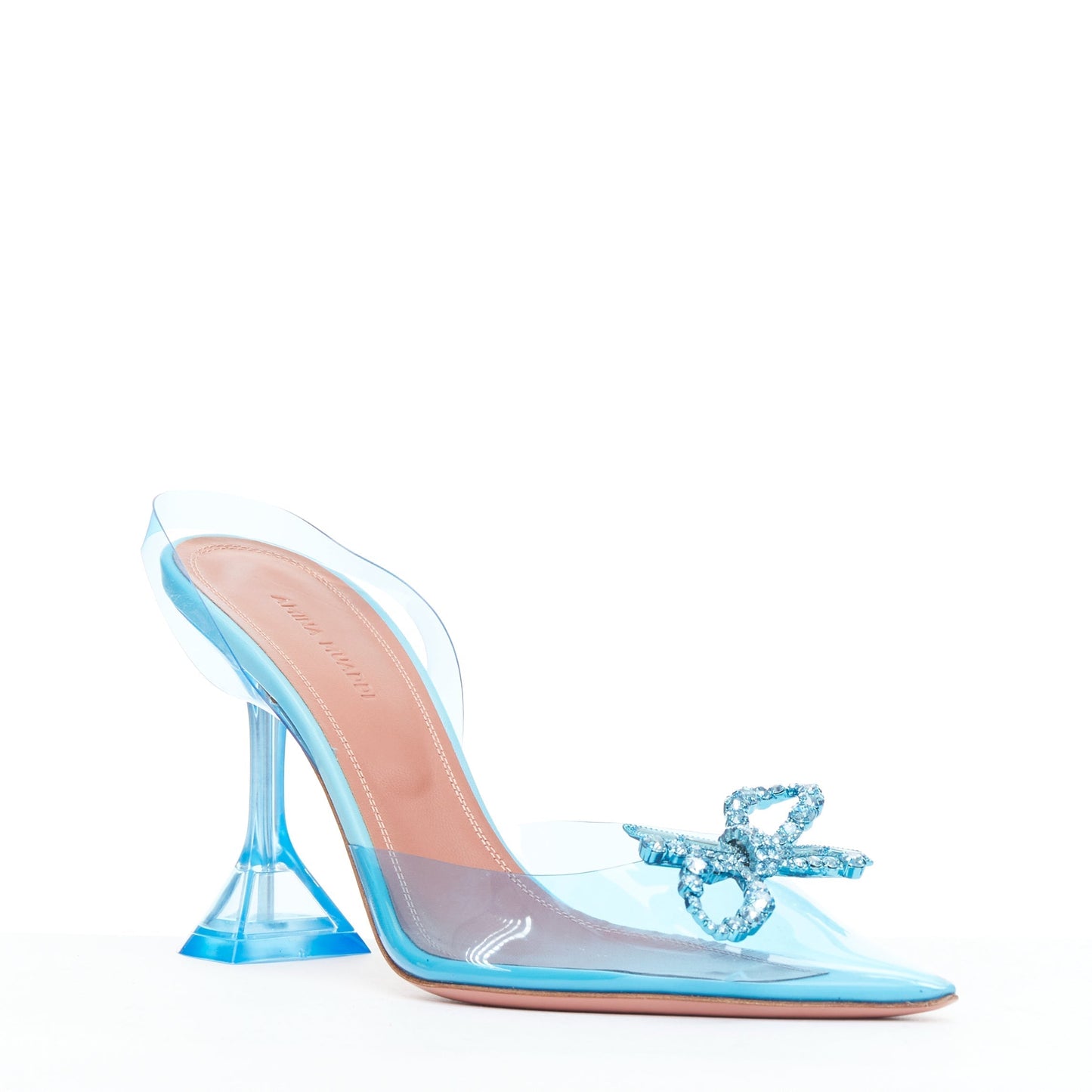 Women's Amina Muaddi Crystal Bow Plexi Heels
