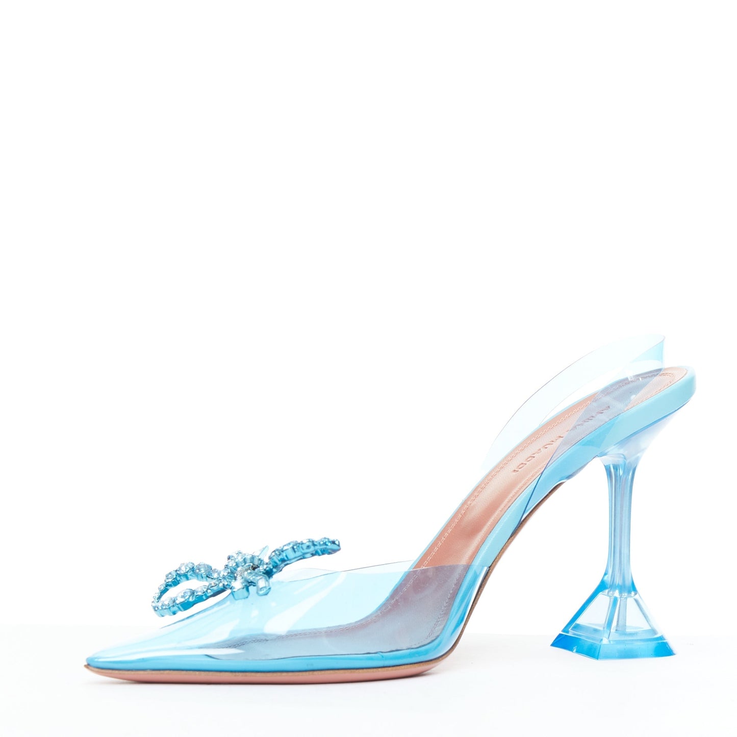 Women's Amina Muaddi Crystal Bow Plexi Heels