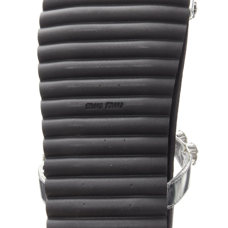 Women's Miu Miu Velvet Crystal Flat Sandals
