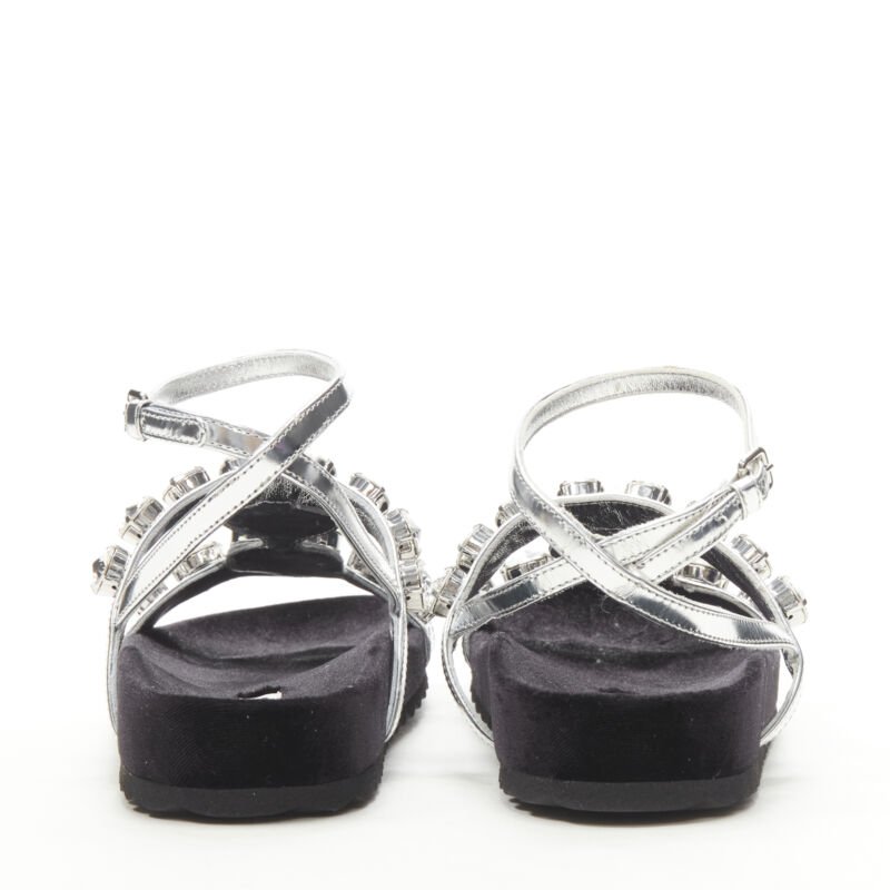 Women's Miu Miu Velvet Crystal Flat Sandals