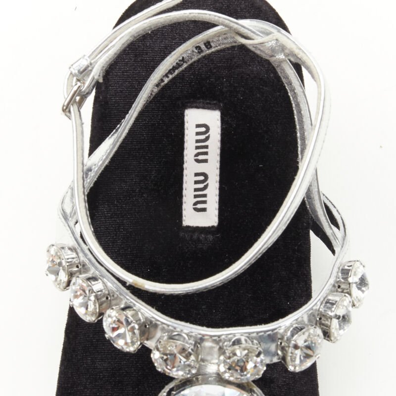 Women's Miu Miu Velvet Crystal Flat Sandals