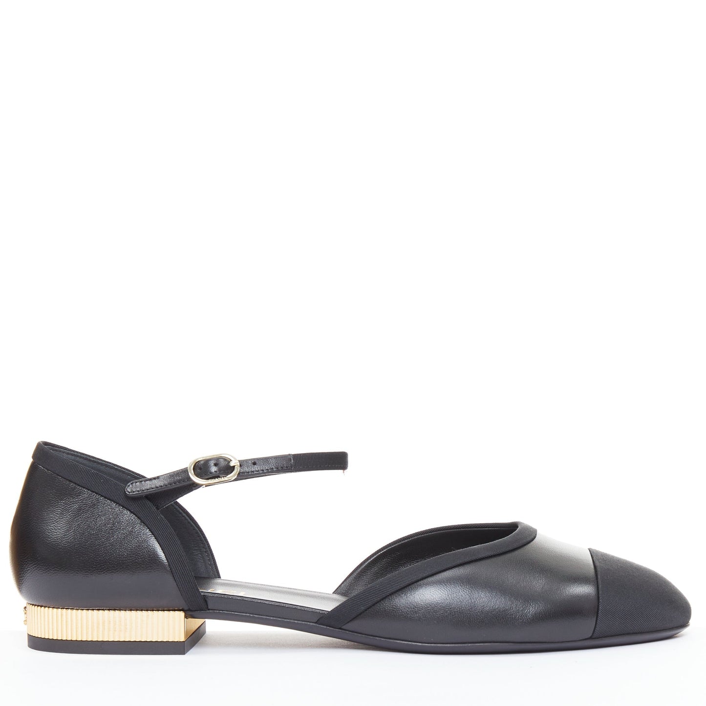 Women's Chanel Leather Grosgrain Mary Jane Flats
