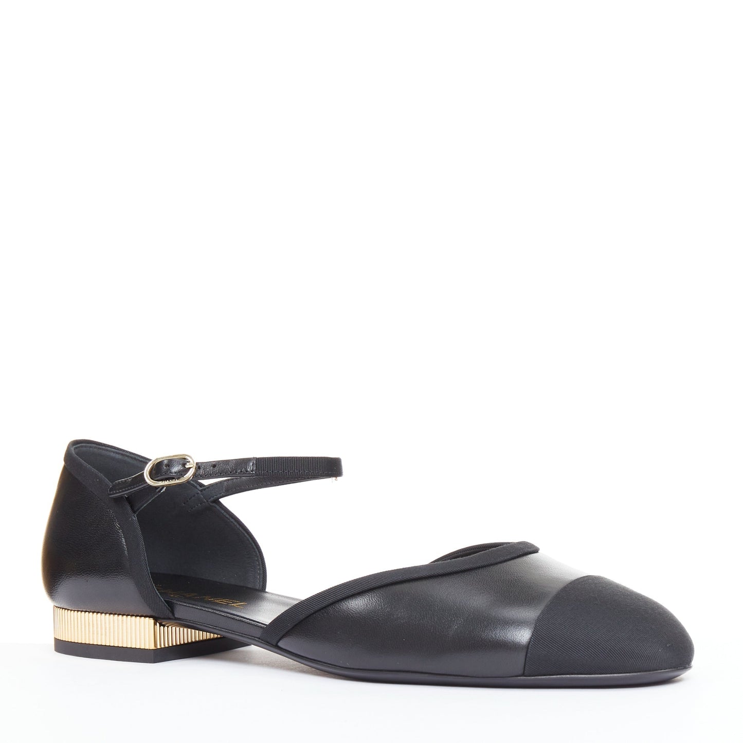 Women's Chanel Leather Grosgrain Mary Jane Flats