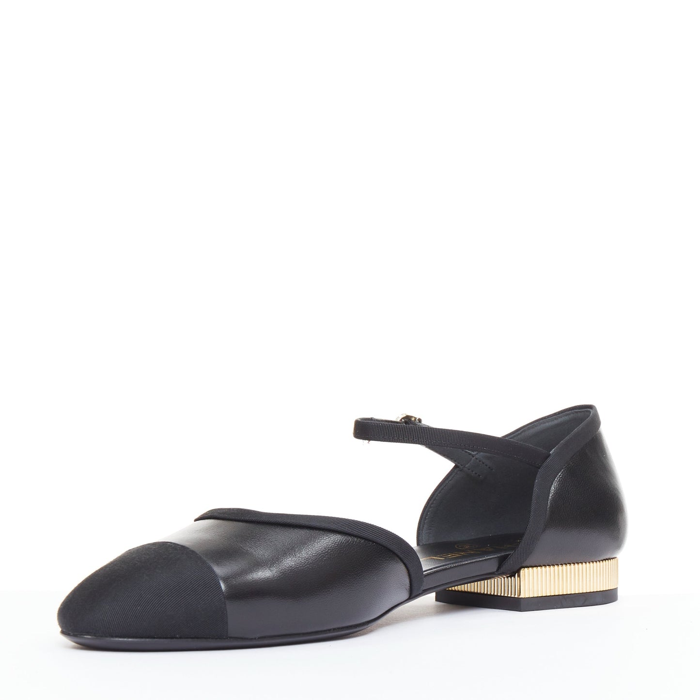 Women's Chanel Leather Grosgrain Mary Jane Flats