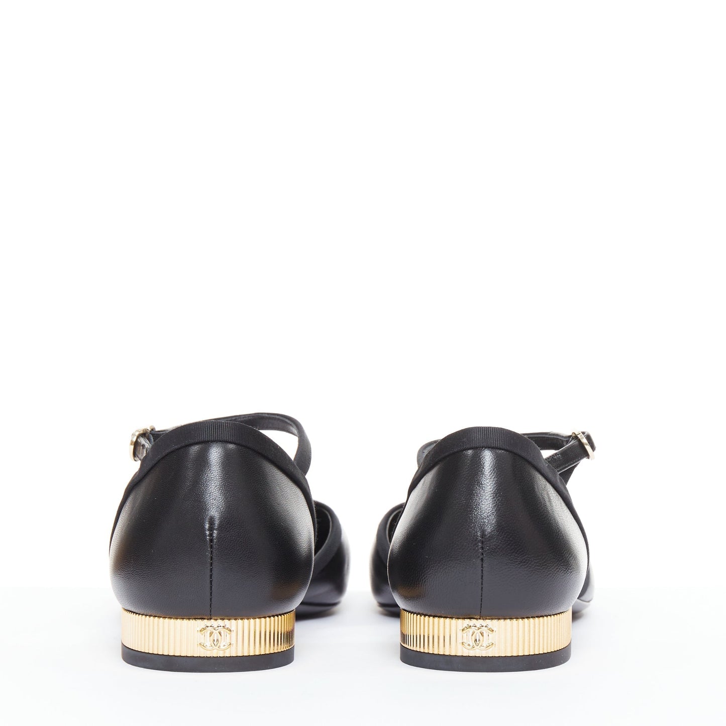 Women's Chanel Leather Grosgrain Mary Jane Flats