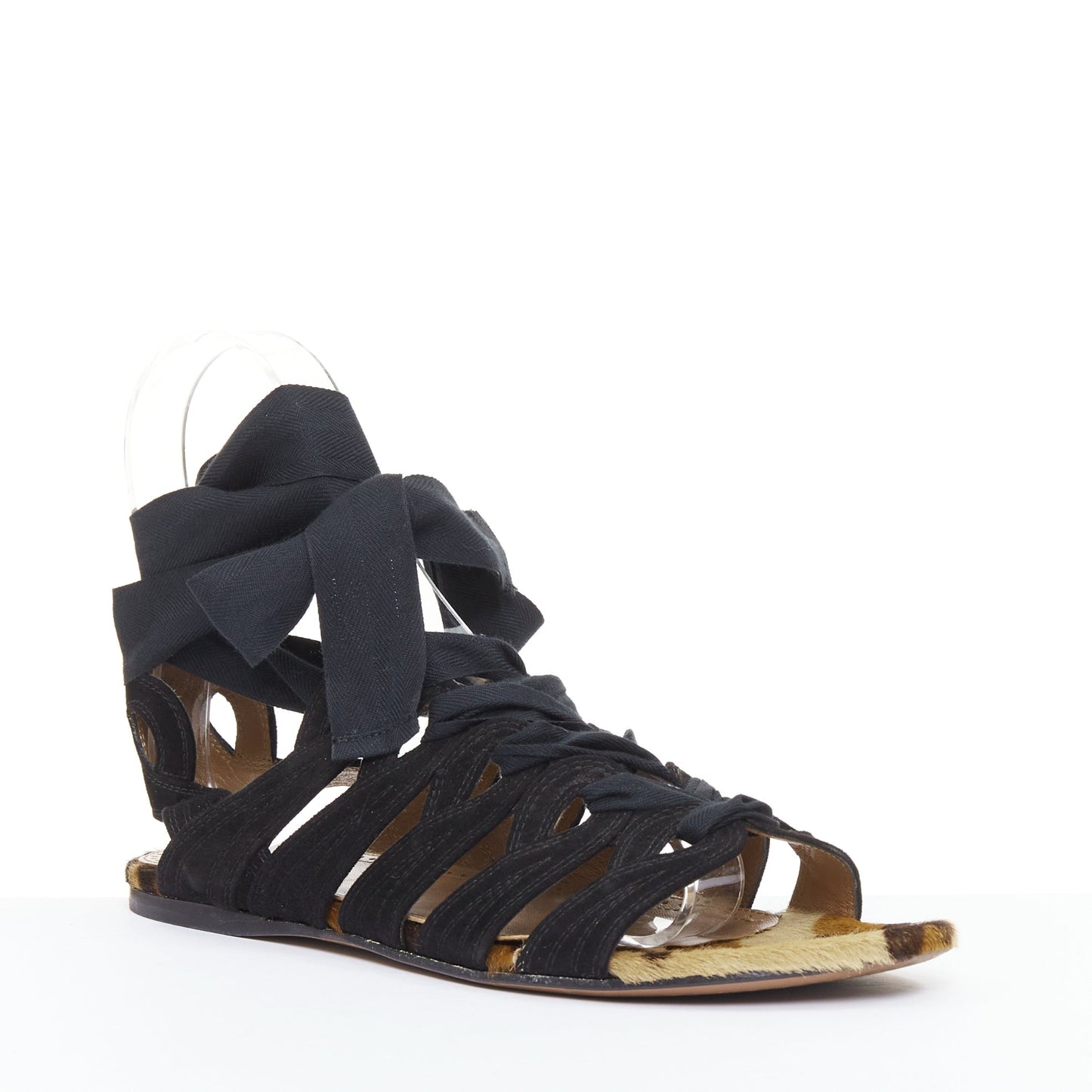 Women's Alaia Suede Leopard Gladiator Sandals