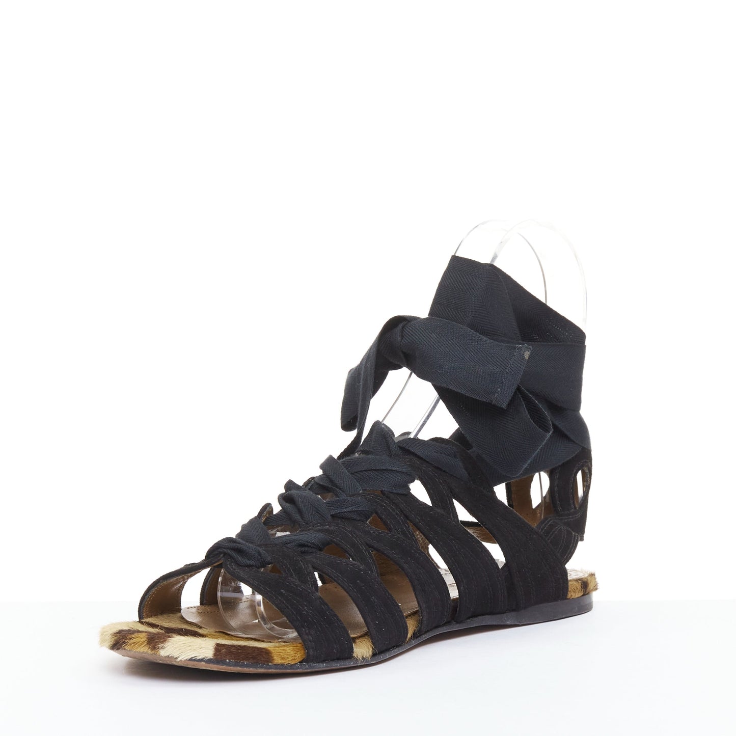 Women's Alaia Suede Leopard Gladiator Sandals