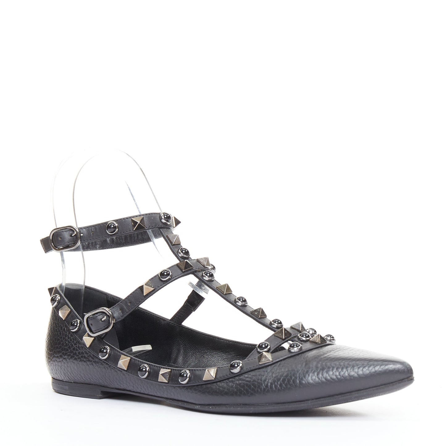 Women's Valentino Rockstud Mixed Stone Caged Ballet Flats