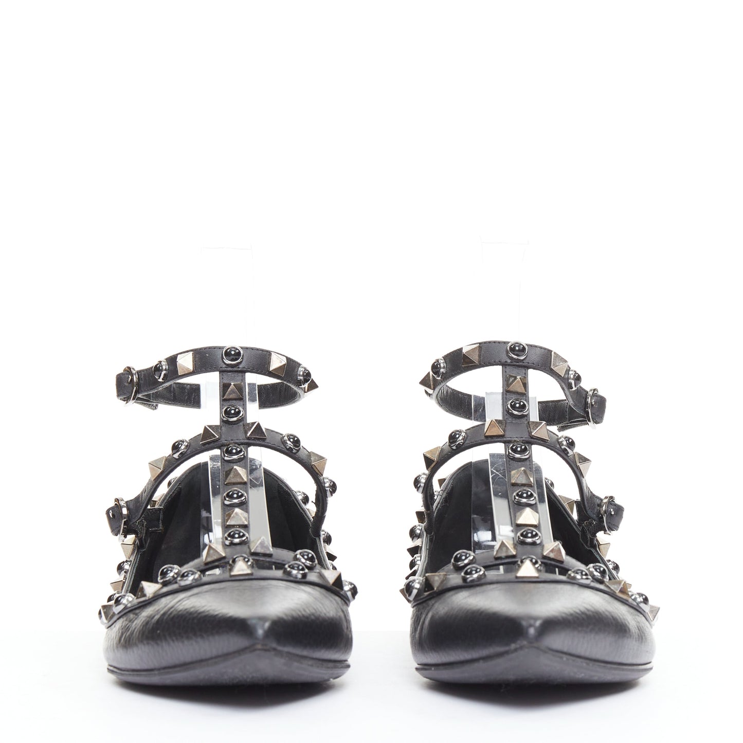 Women's Valentino Rockstud Mixed Stone Caged Ballet Flats