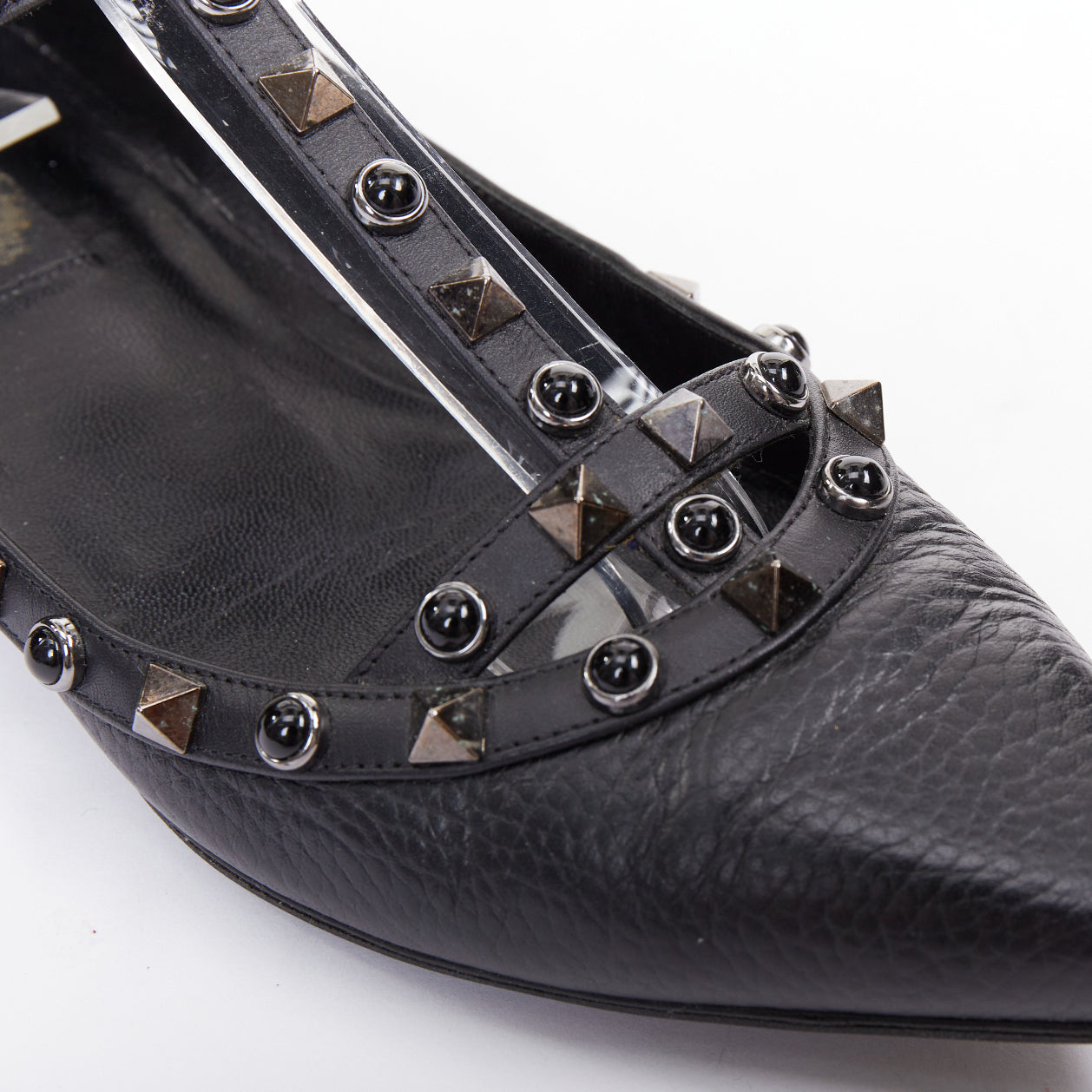 Women's Valentino Rockstud Mixed Stone Caged Ballet Flats
