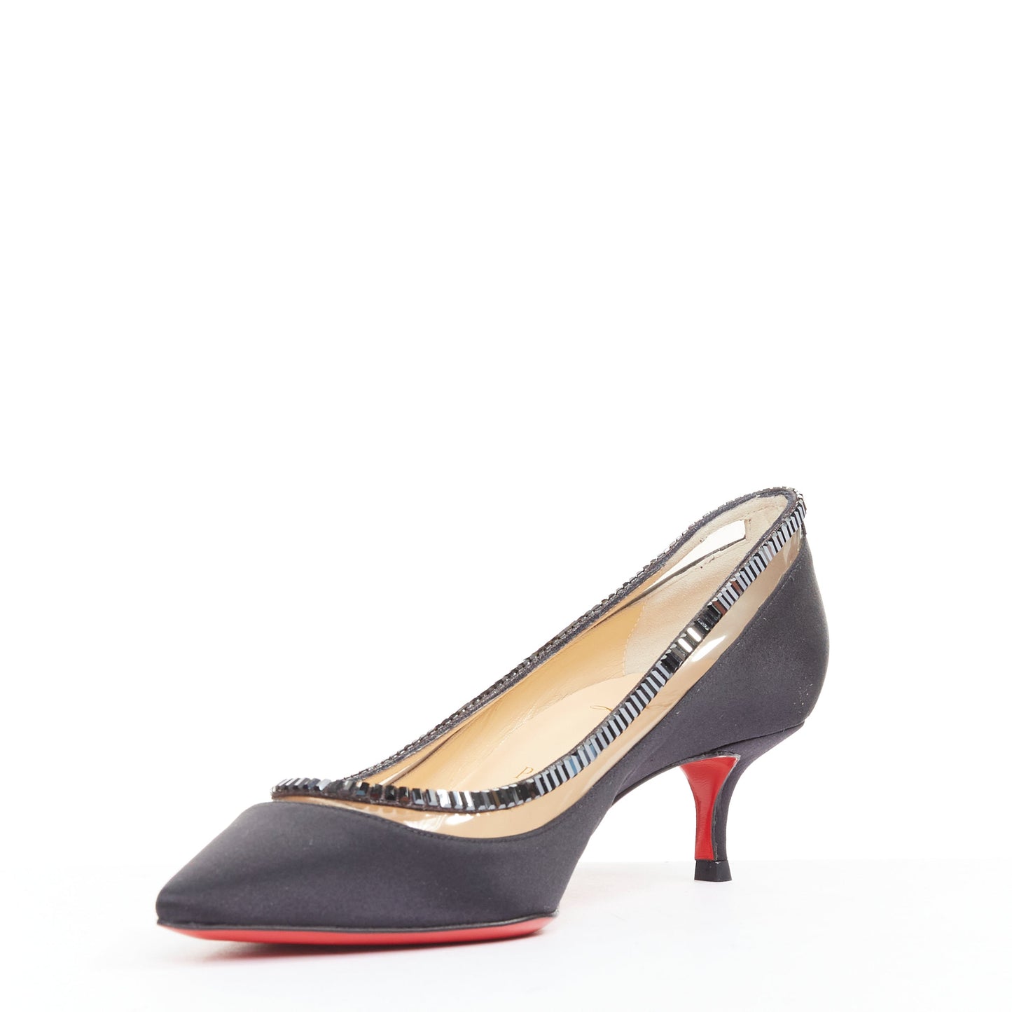 Women's Christian Louboutin Satin Crystal Kitten