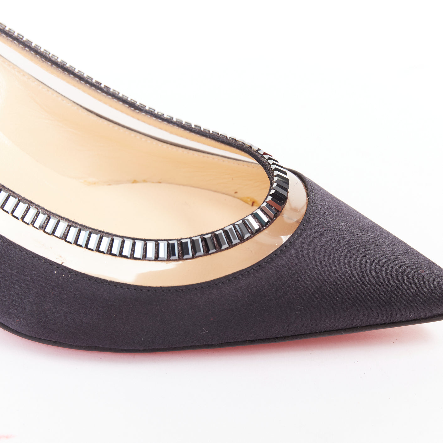 Women's Christian Louboutin Satin Crystal Kitten