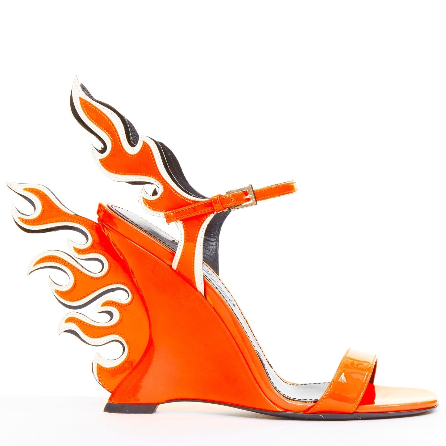 Women's Prada Flame Wedge Patent Flame Sandals