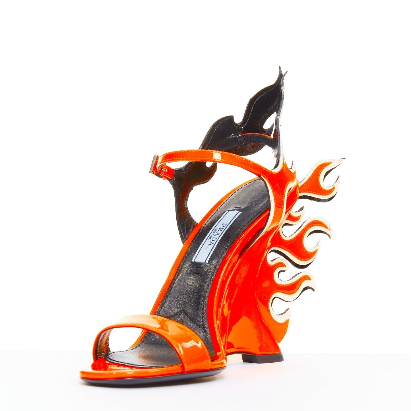 Women's Prada Flame Wedge Patent Flame Sandals