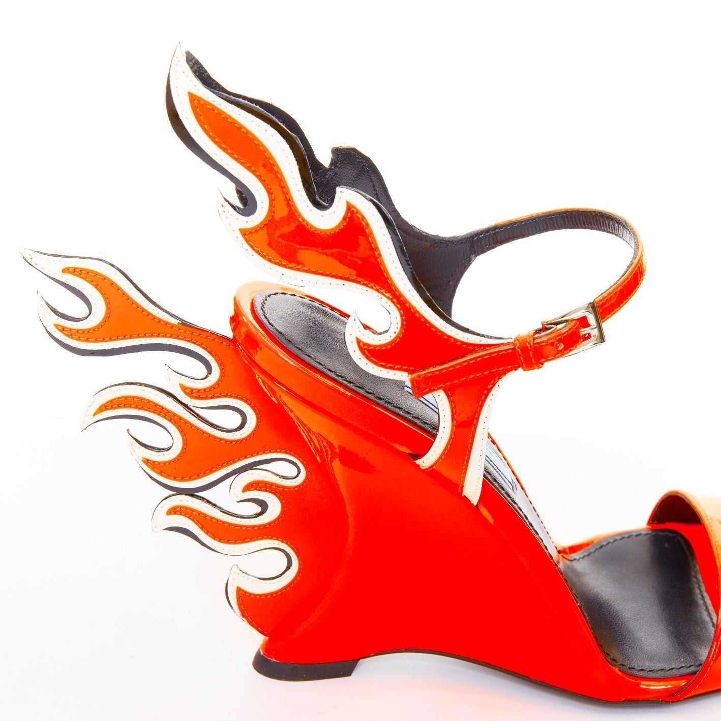 Women's Prada Flame Wedge Patent Flame Sandals