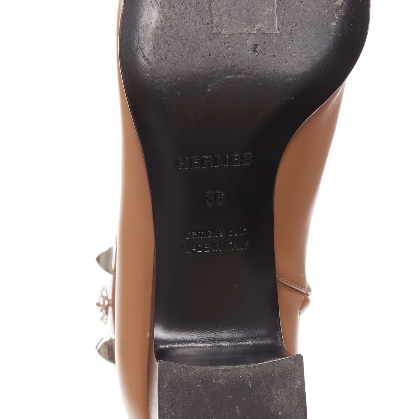 Women's Hermes Leather Silver Hardware Boots