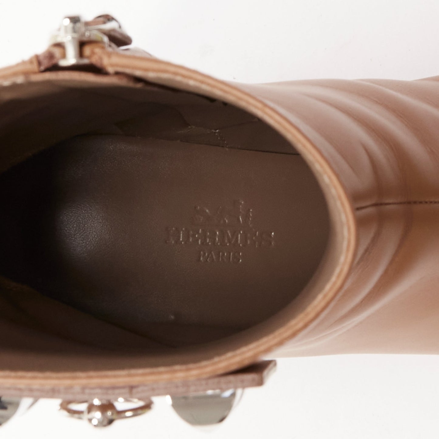 Women's Hermes Leather Silver Hardware Boots