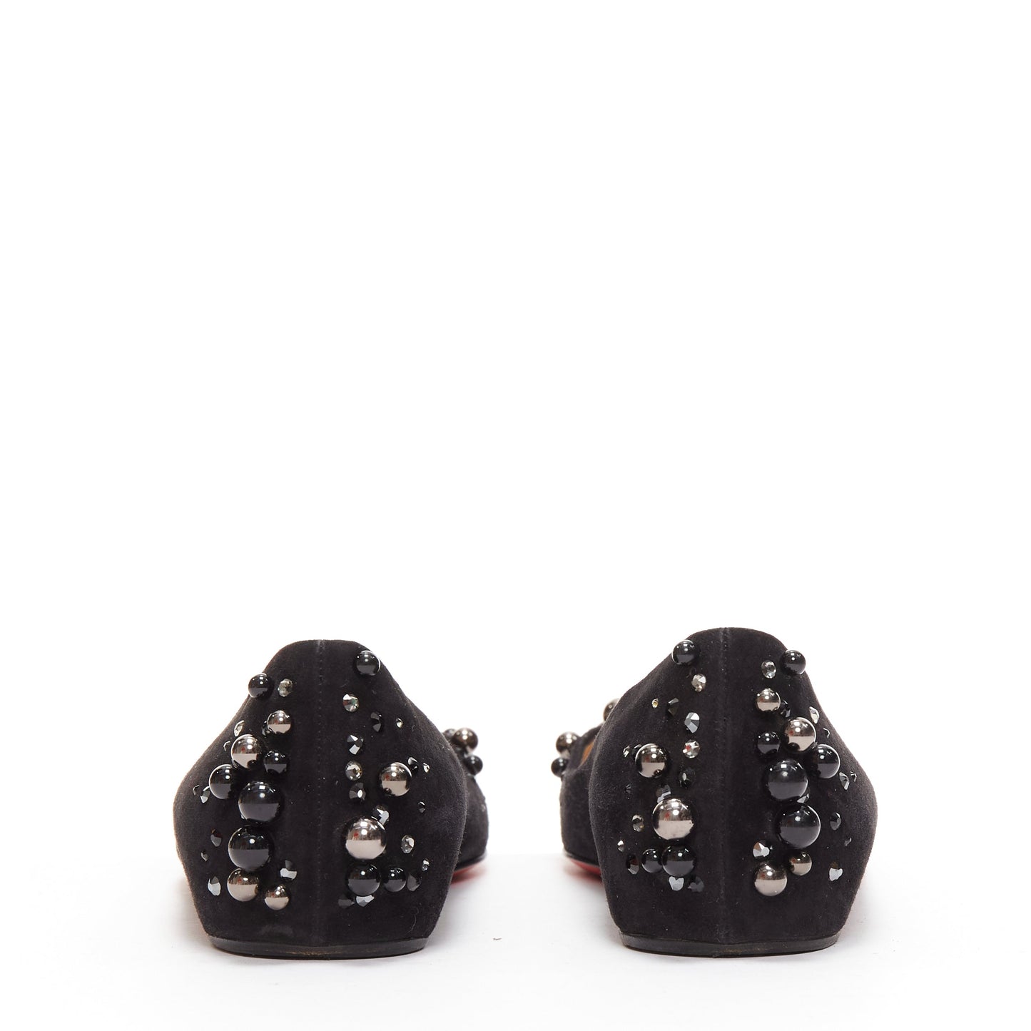Women's Christian Louboutin Suede Beaded Flats