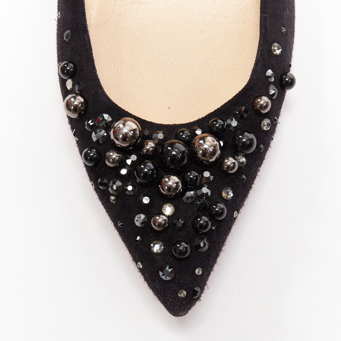 Women's Christian Louboutin Suede Beaded Flats