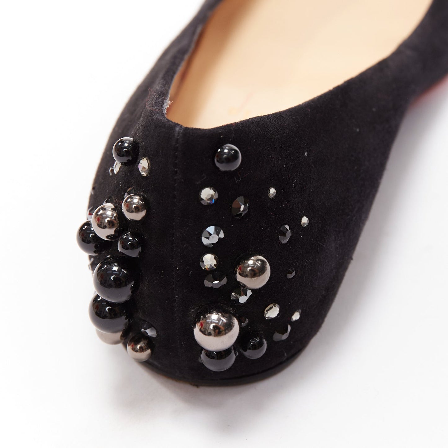 Women's Christian Louboutin Suede Beaded Flats