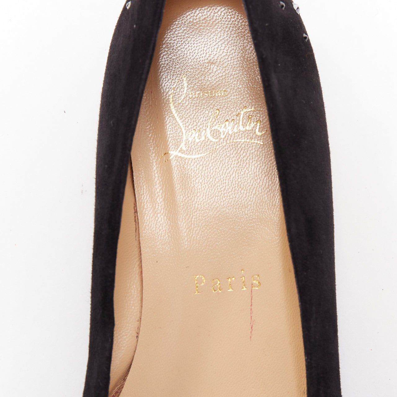 Women's Christian Louboutin Suede Beaded Flats