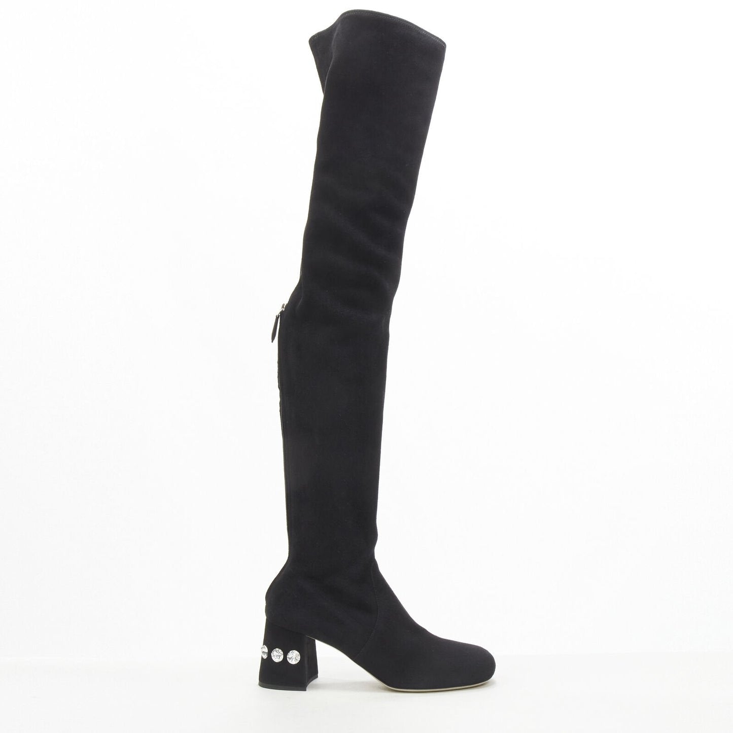 Women's Miu Miu Suede Jewelled Over Knee Boots
