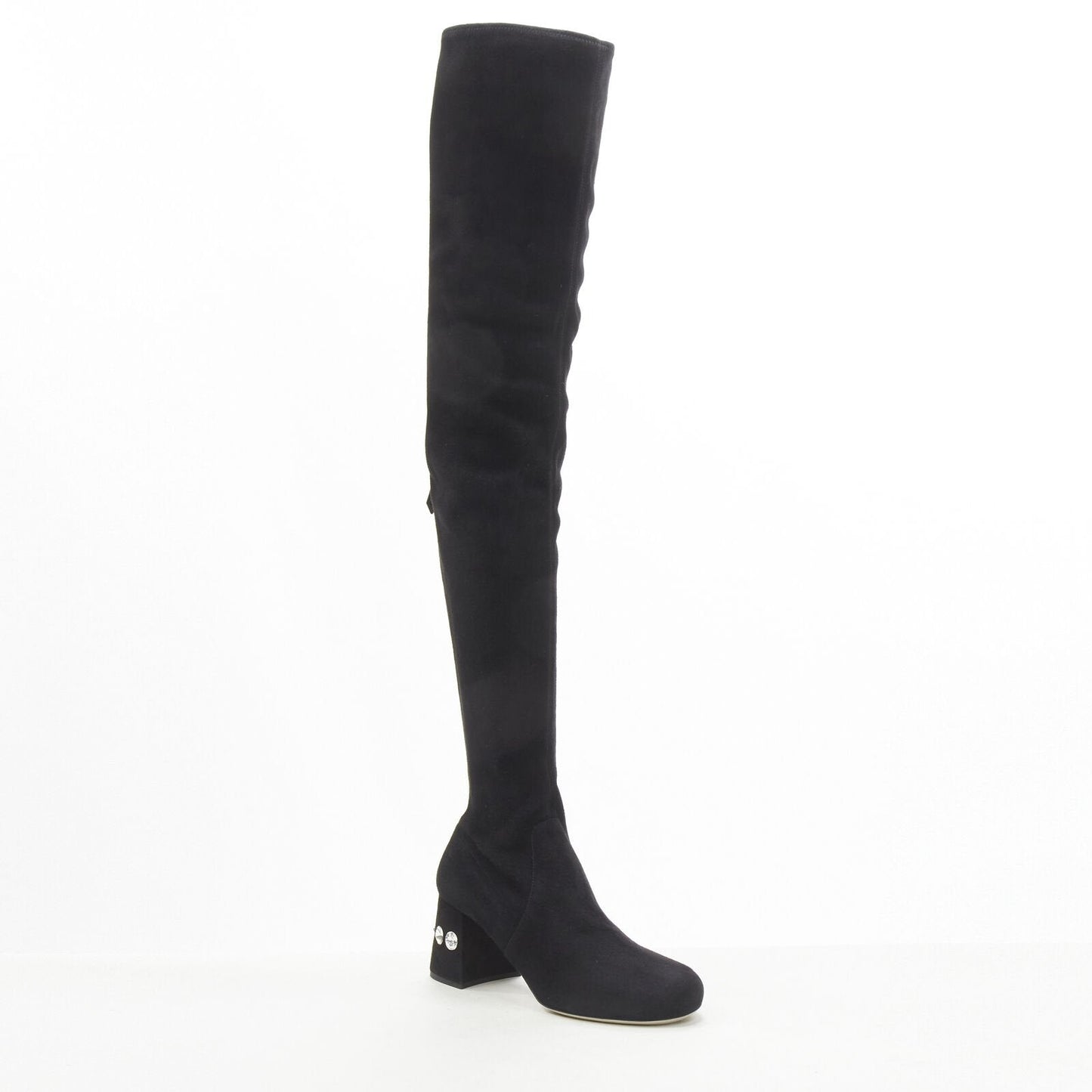 Women's Miu Miu Suede Jewelled Over Knee Boots