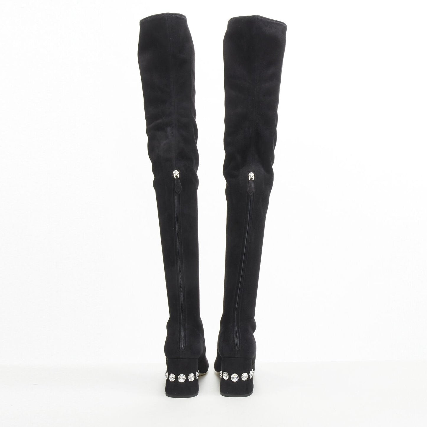 Women's Miu Miu Suede Jewelled Over Knee Boots