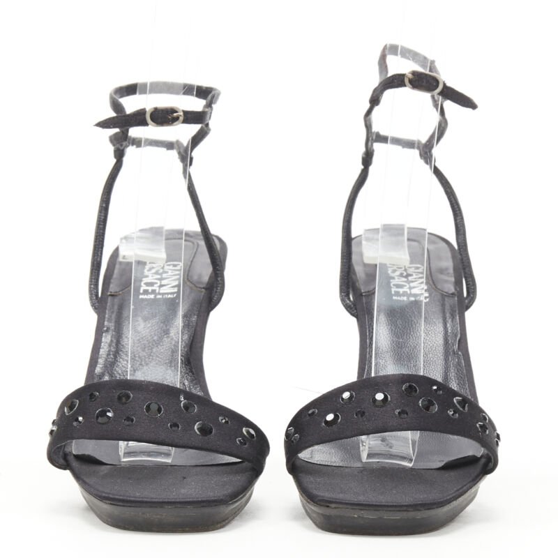 Women's Gianni Versace Satin Crystal Sandals