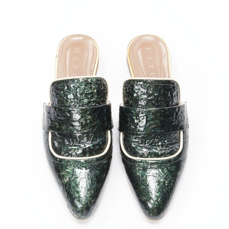 Women's Marni Patent Point Toe Slip On Mules