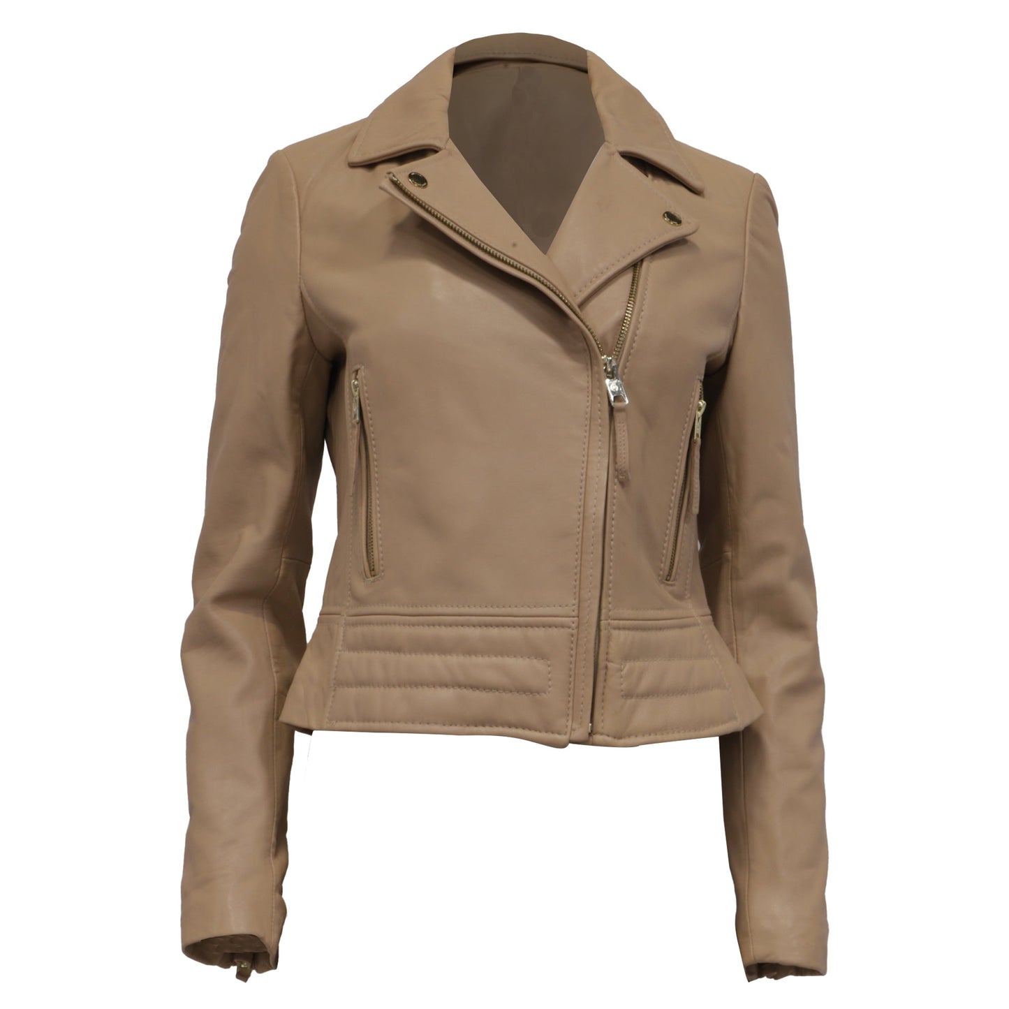 Women's Michael Michael Kors Moto Jacket in Beige Leather
