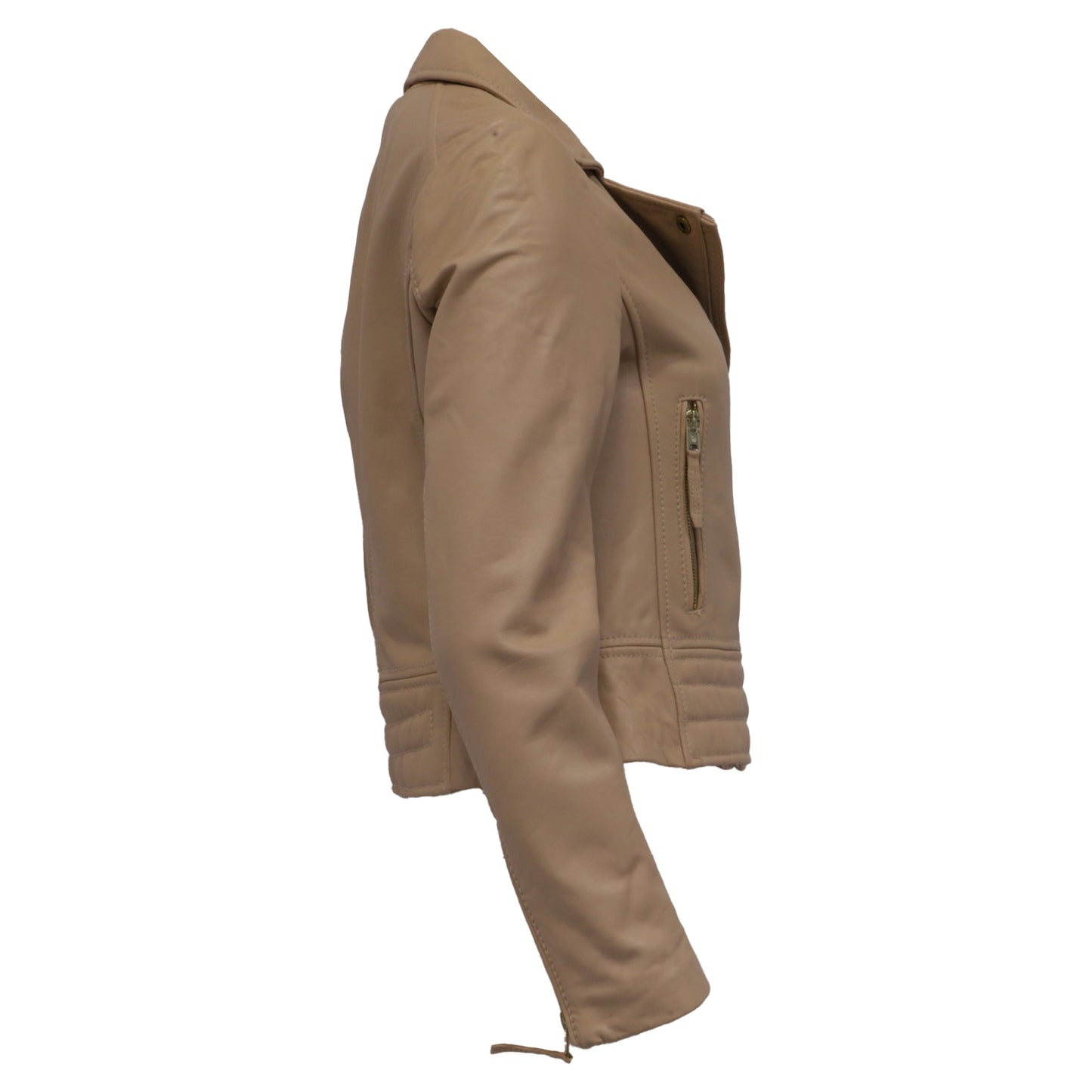 Women's Michael Michael Kors Moto Jacket in Beige Leather