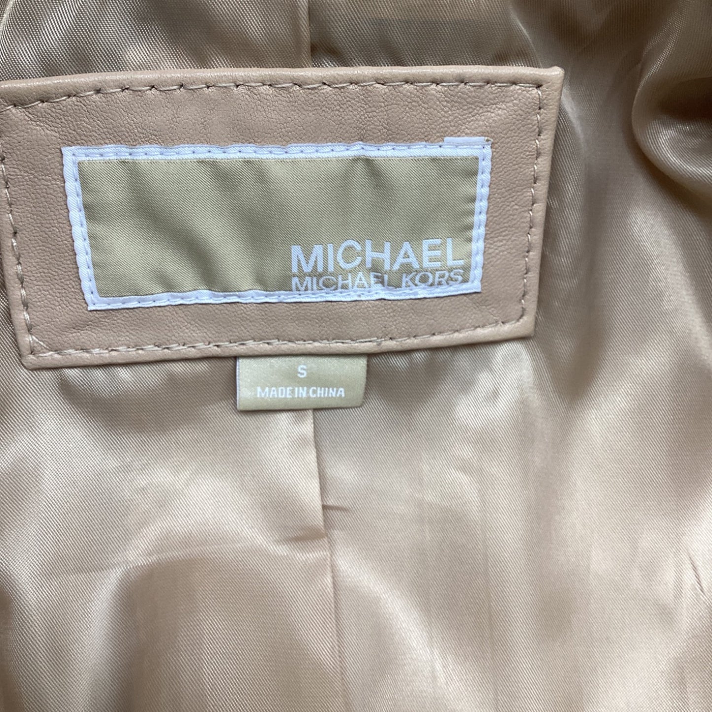 Women's Michael Michael Kors Moto Jacket in Beige Leather