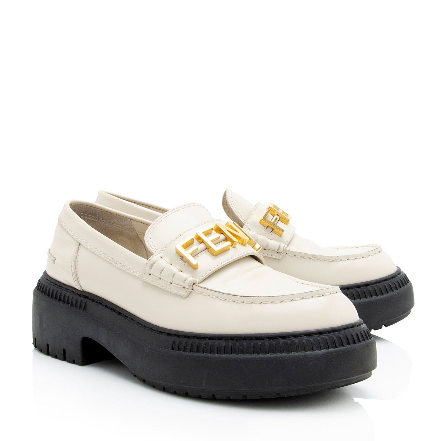 Women's Fendi Leather Fendigraphy Platform Loafers - Size 10 / 40