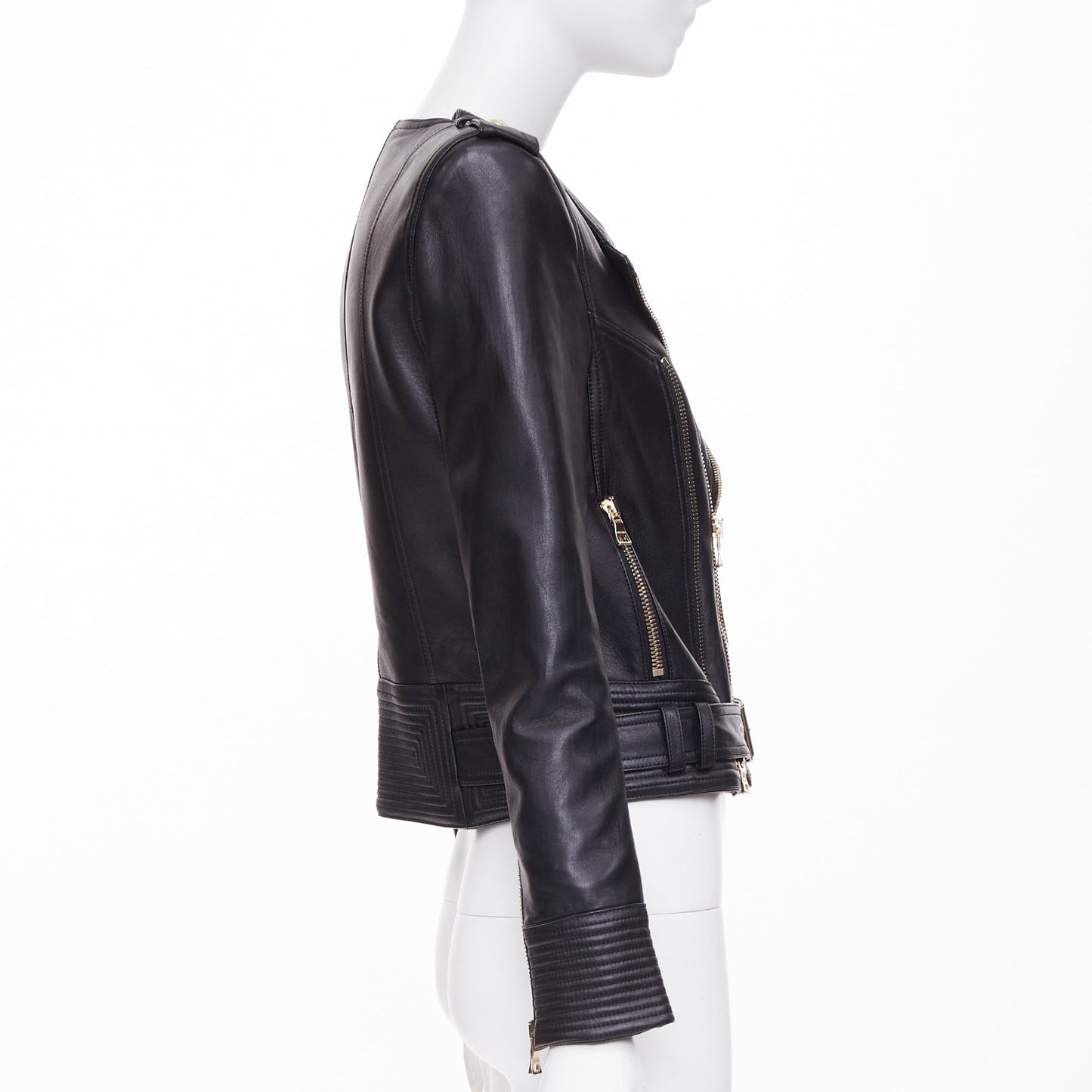 Women's Balmain quilted leather asymmetric biker jacket