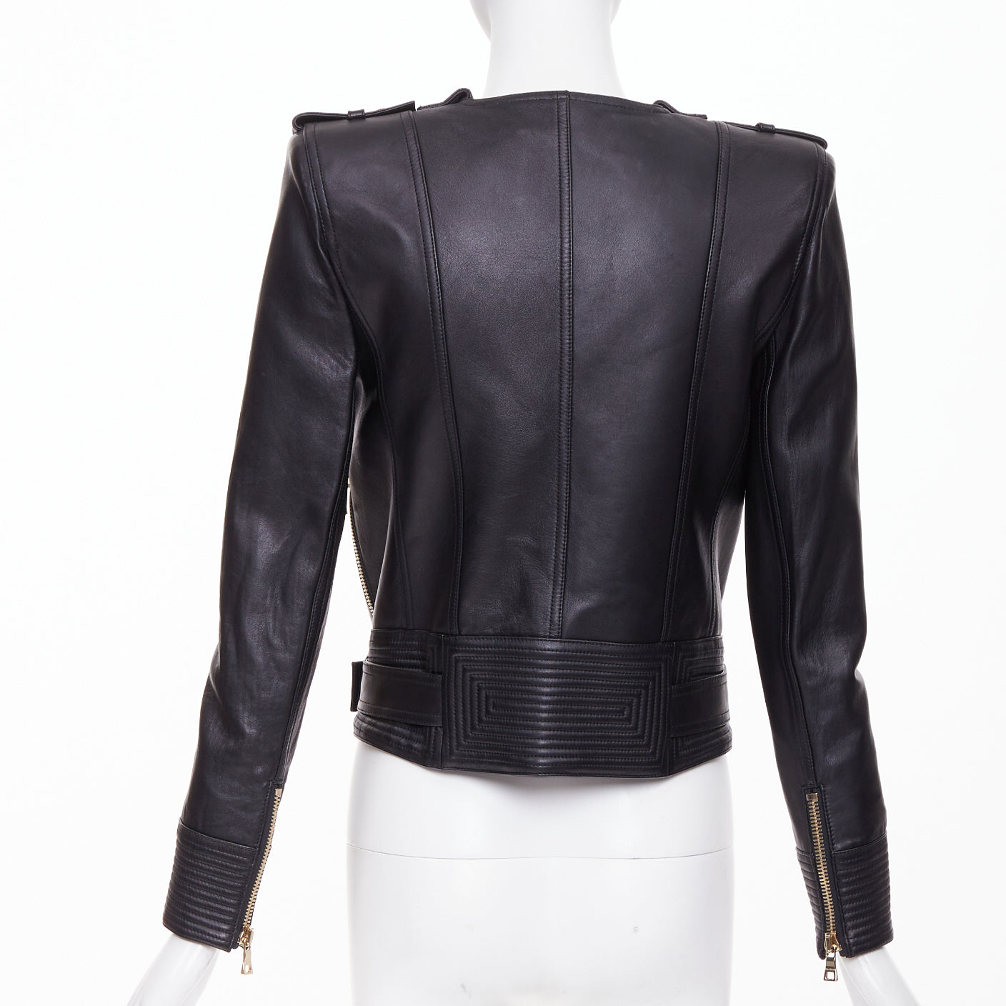 Women's Balmain quilted leather asymmetric biker jacket