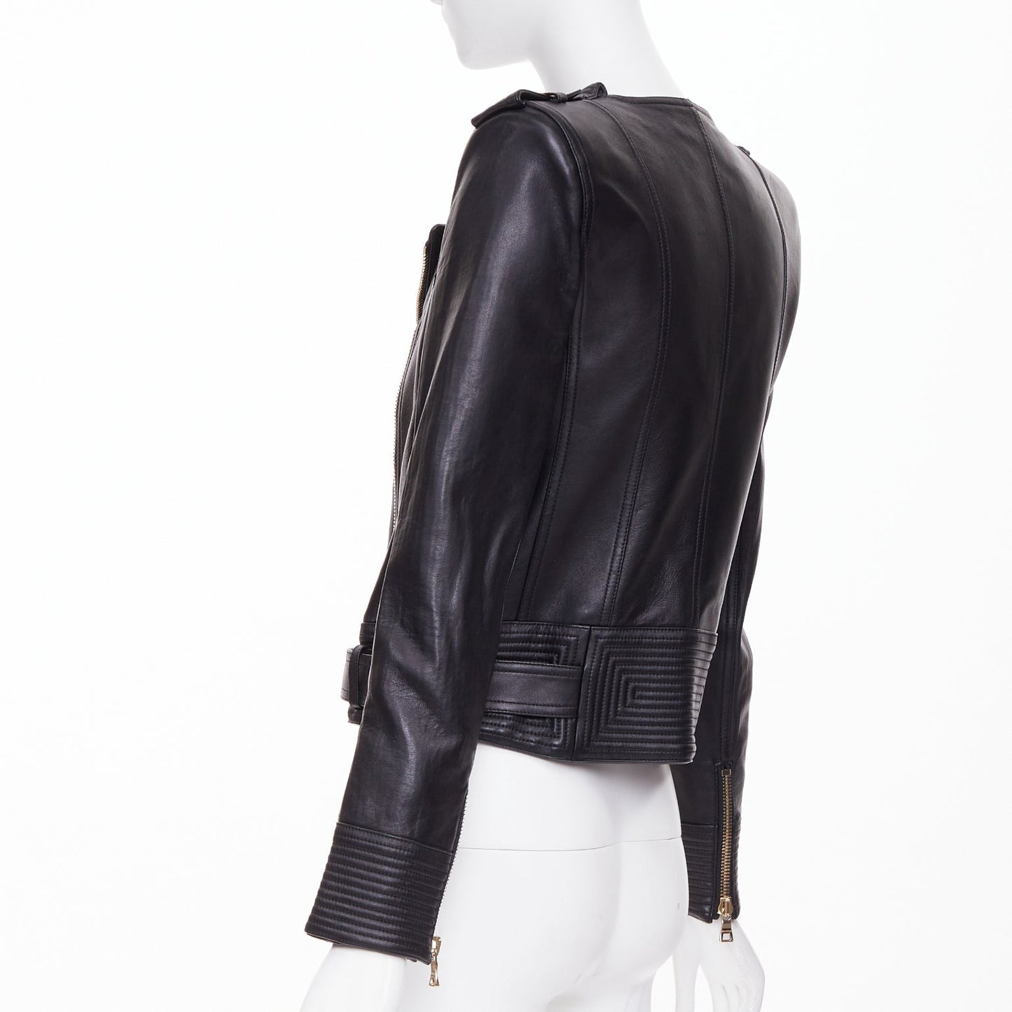 Women's Balmain quilted leather asymmetric biker jacket