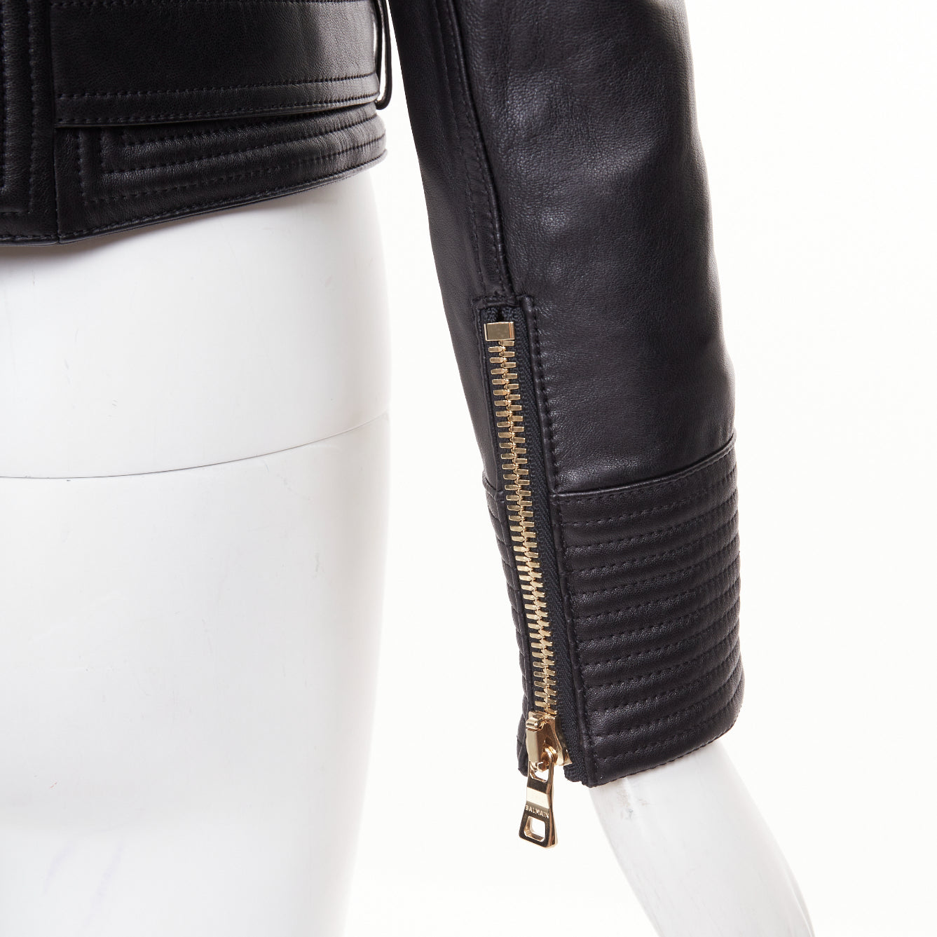 Women's Balmain quilted leather asymmetric biker jacket