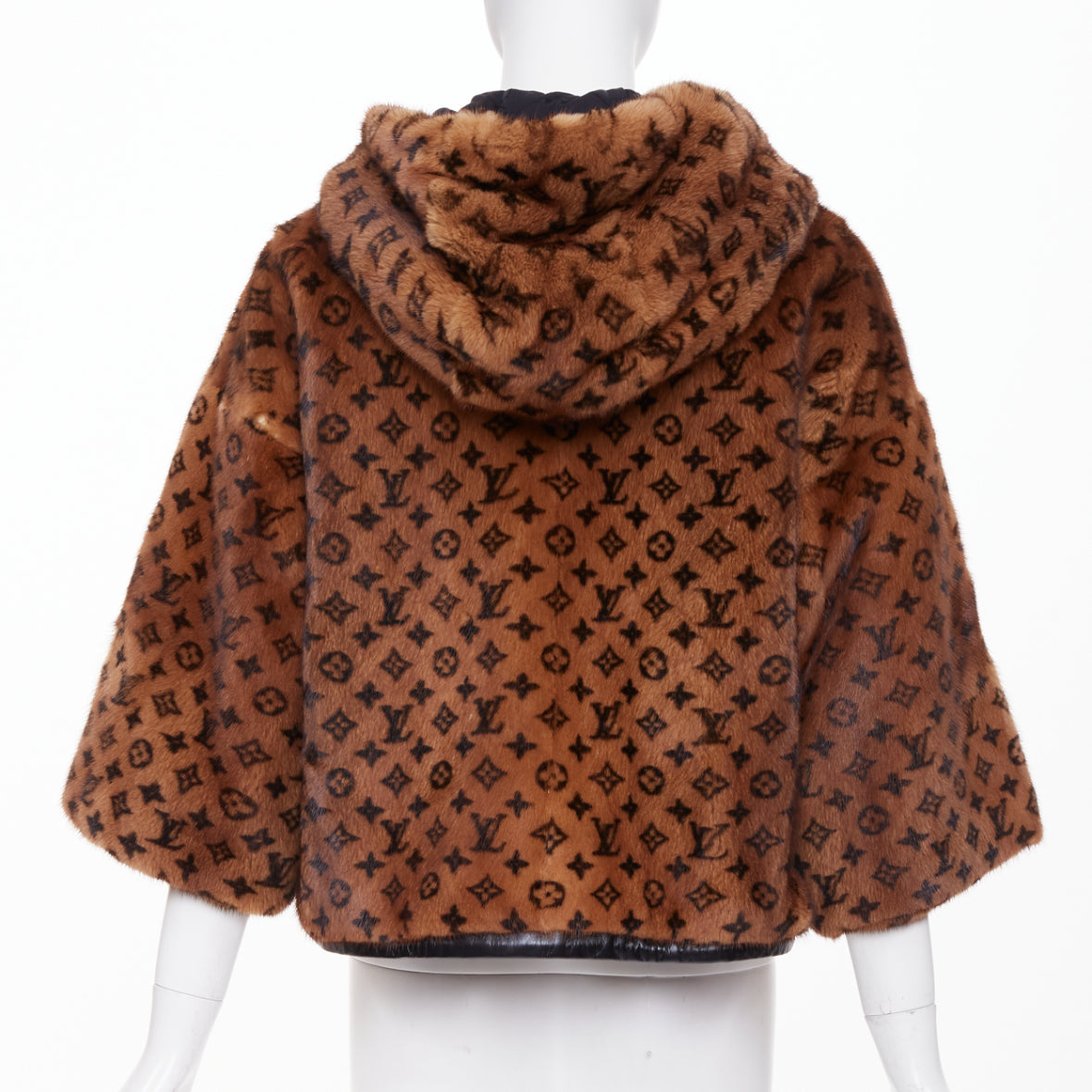 Women's Louis Vuitton Monogram Mink Fur drawstring zip jacket