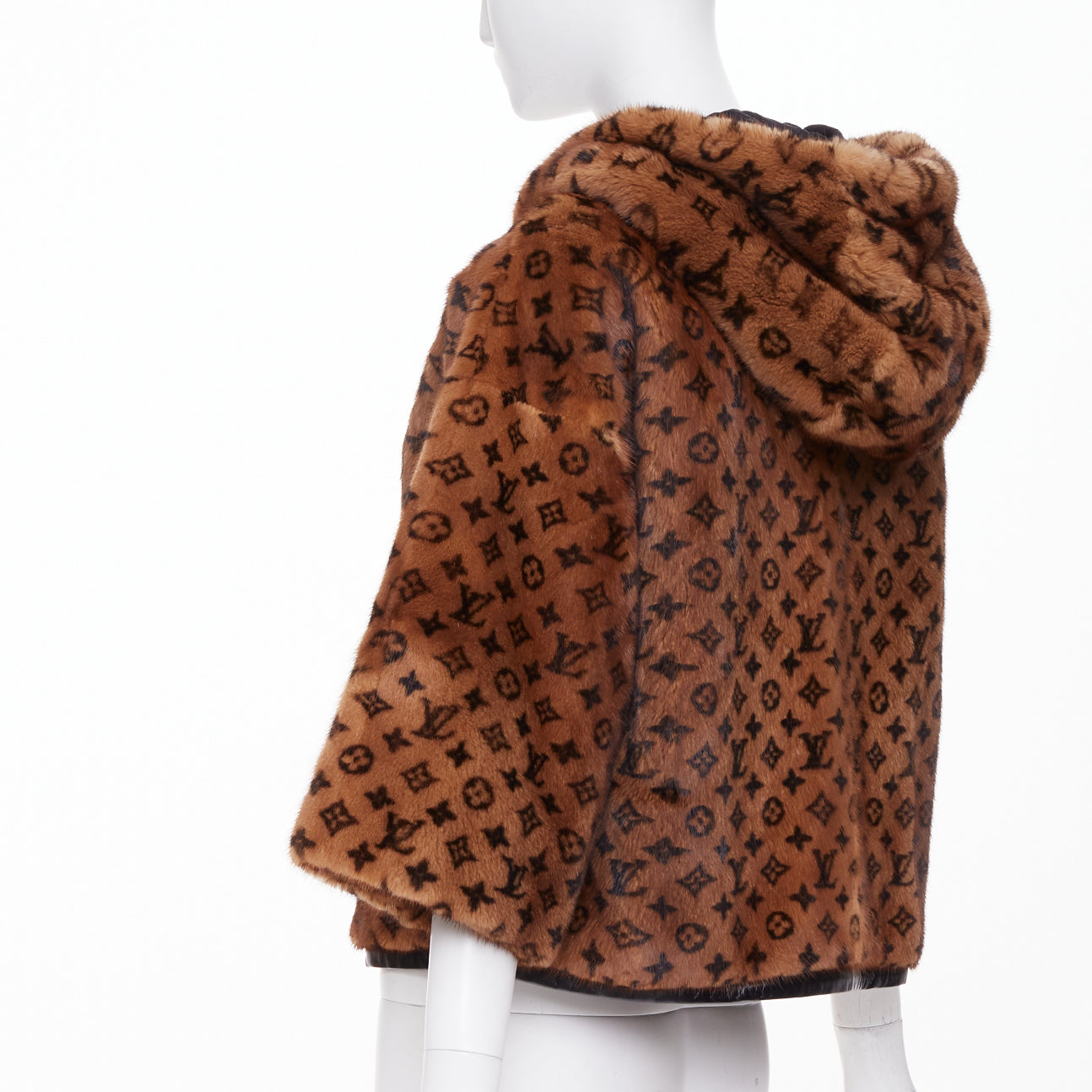 Women's Louis Vuitton Monogram Mink Fur drawstring zip jacket