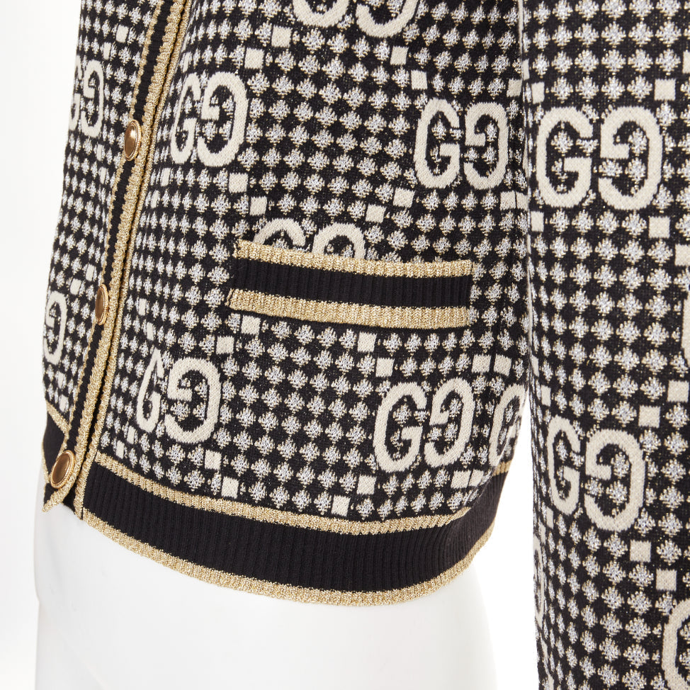 Women's Gucci GG Diamond wool blend metallic web cardigan