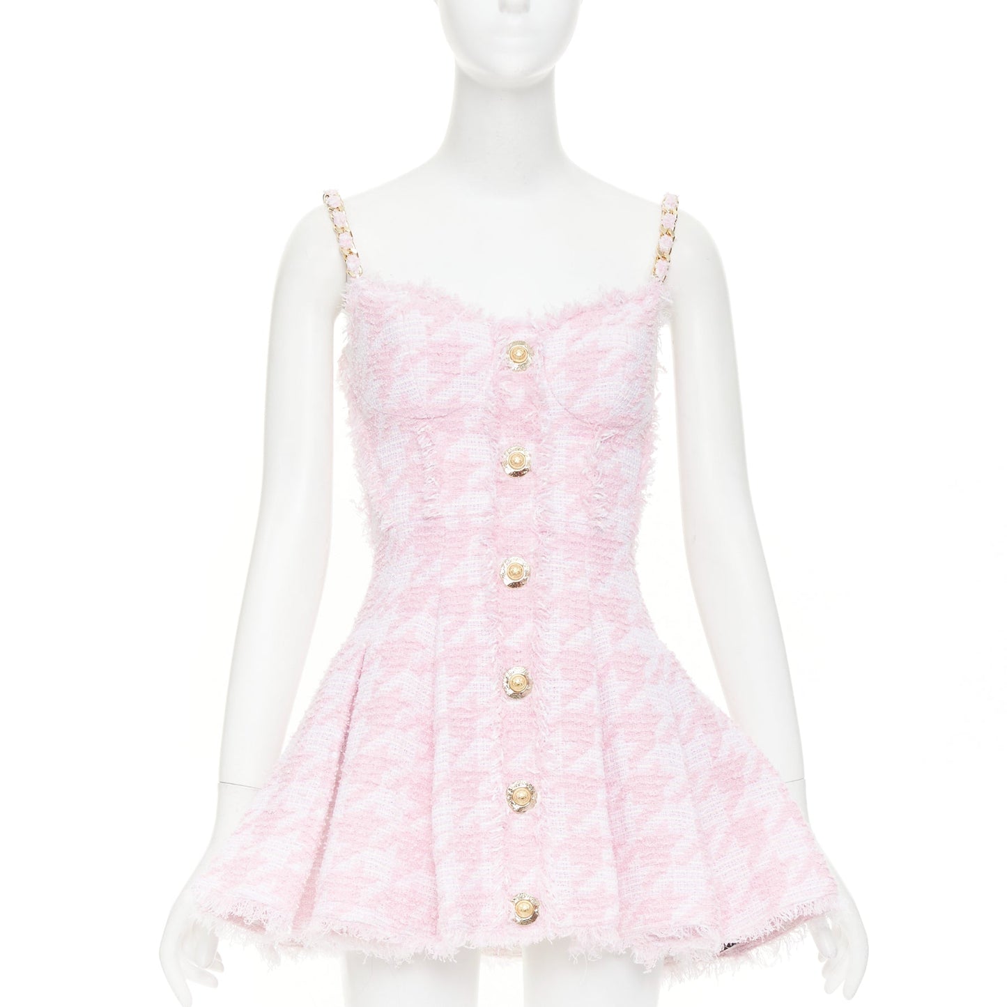Women's Balmain houndstooth tweed flared mini dress