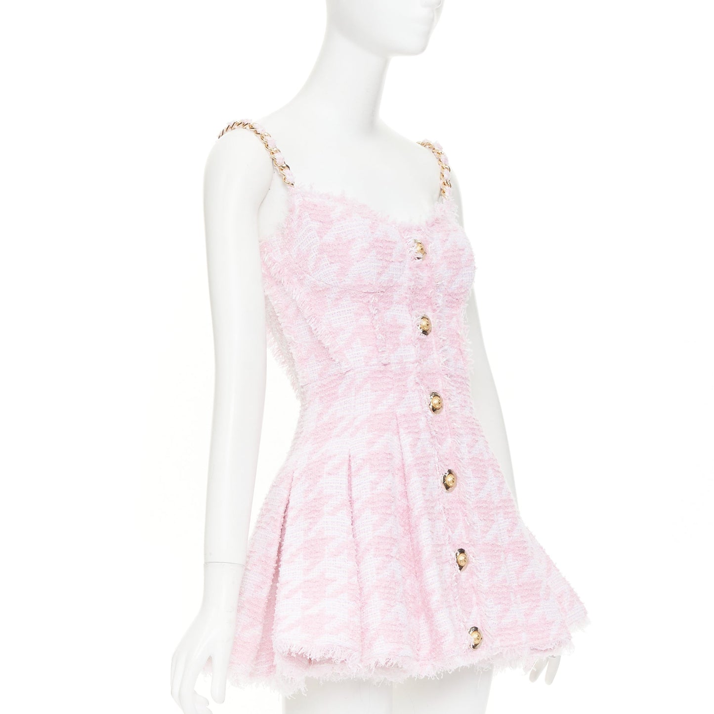Women's Balmain houndstooth tweed flared mini dress