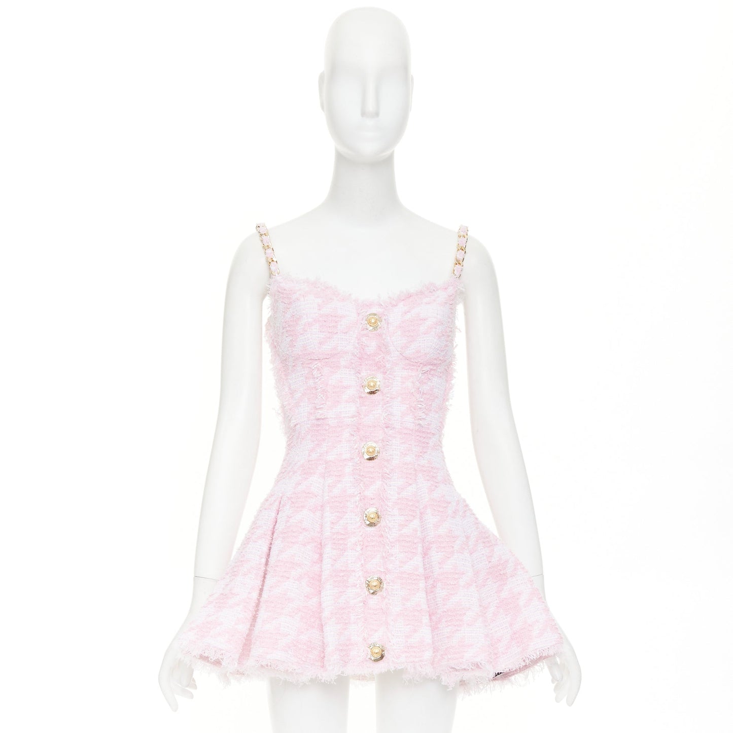 Women's Balmain houndstooth tweed flared mini dress