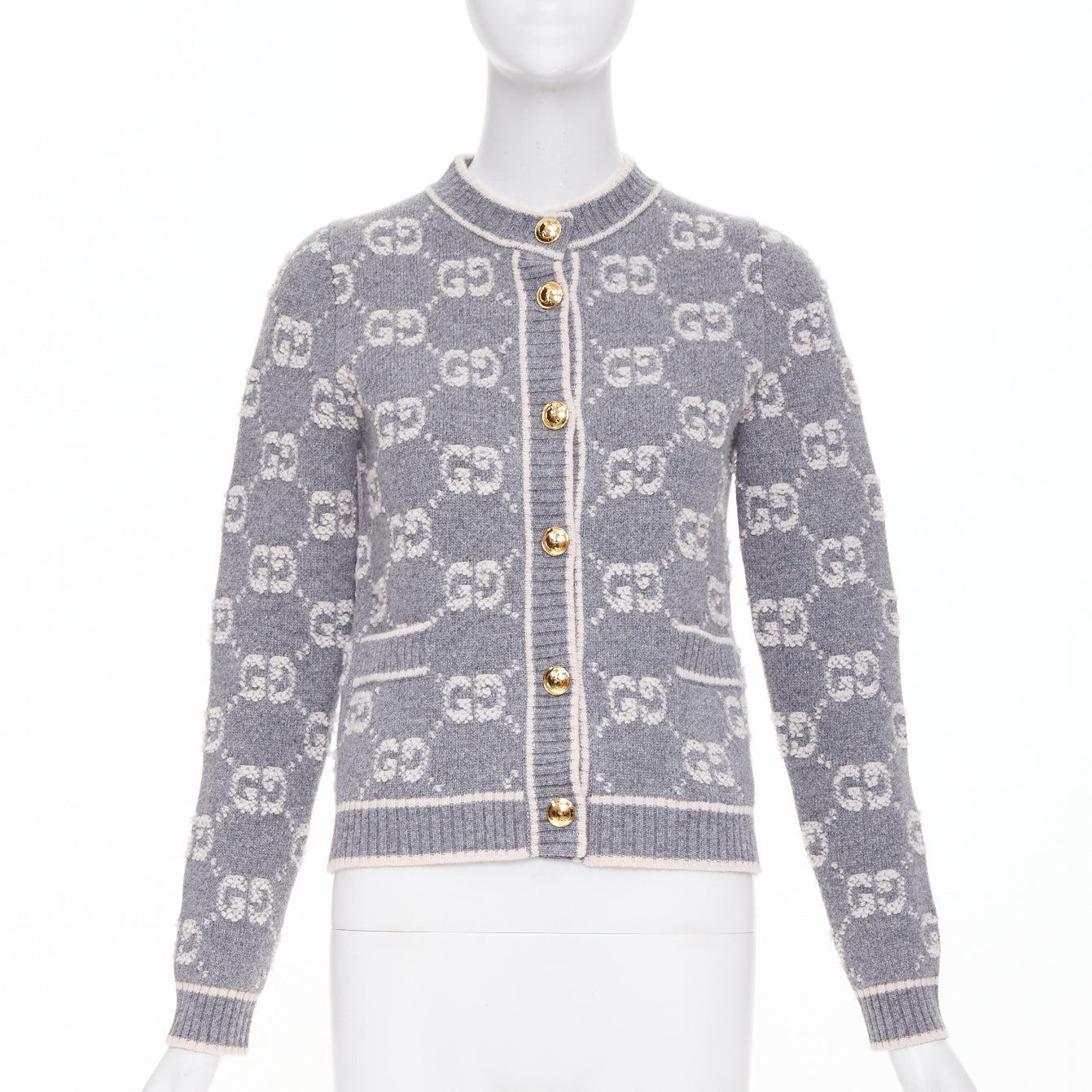 Women's Gucci GG Supreme jacquard boucle wool cardigan