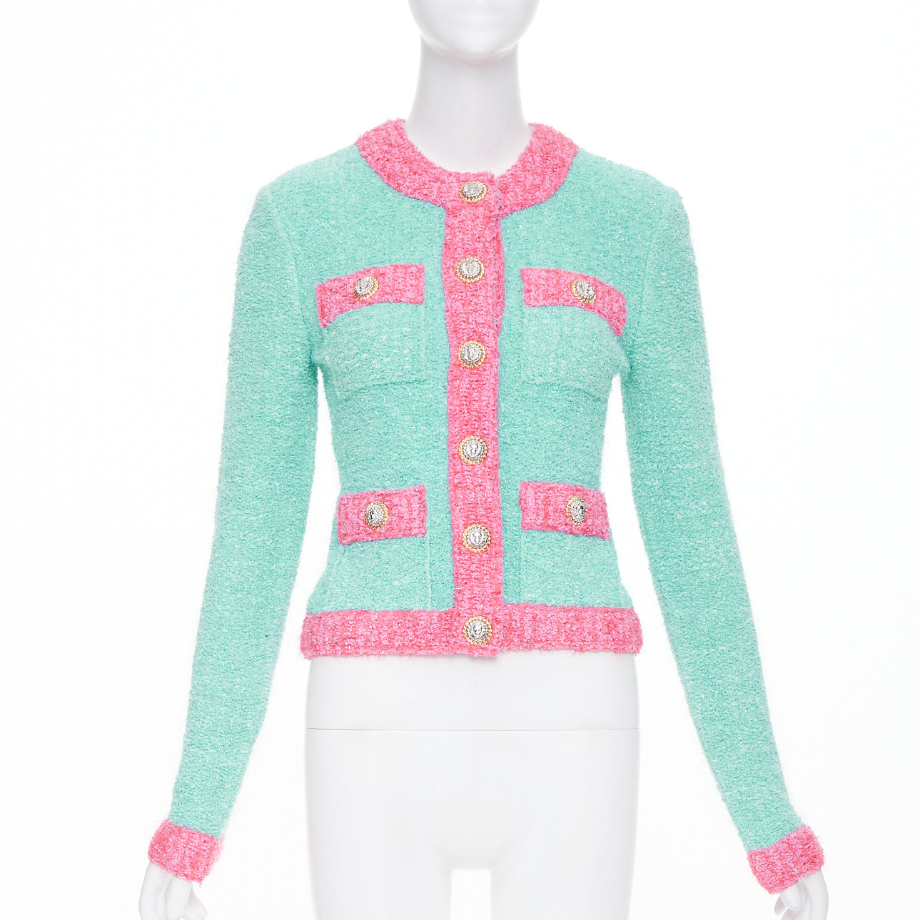 Women's Balmain boucle lurex buttoned knit cardigan