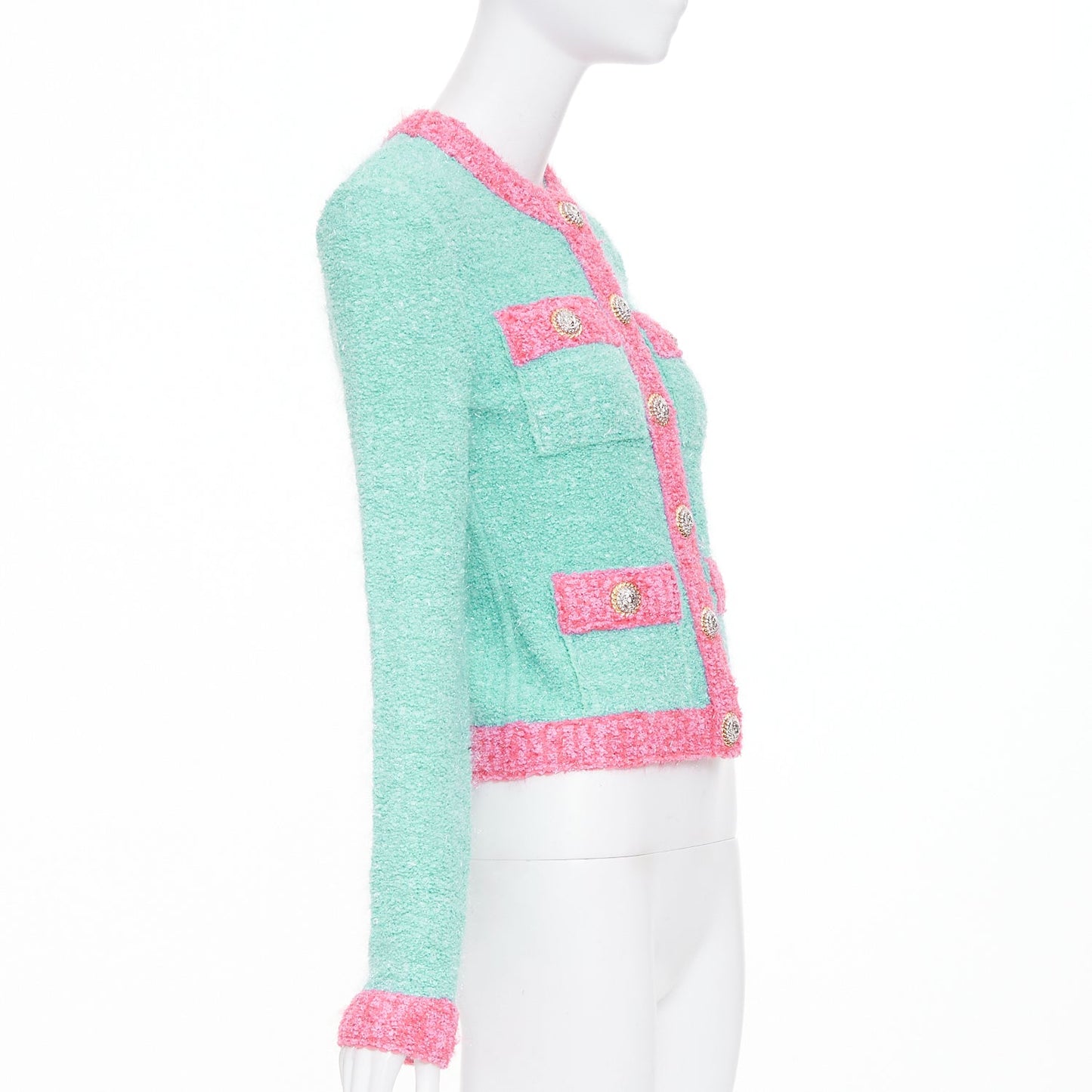 Women's Balmain boucle lurex buttoned knit cardigan
