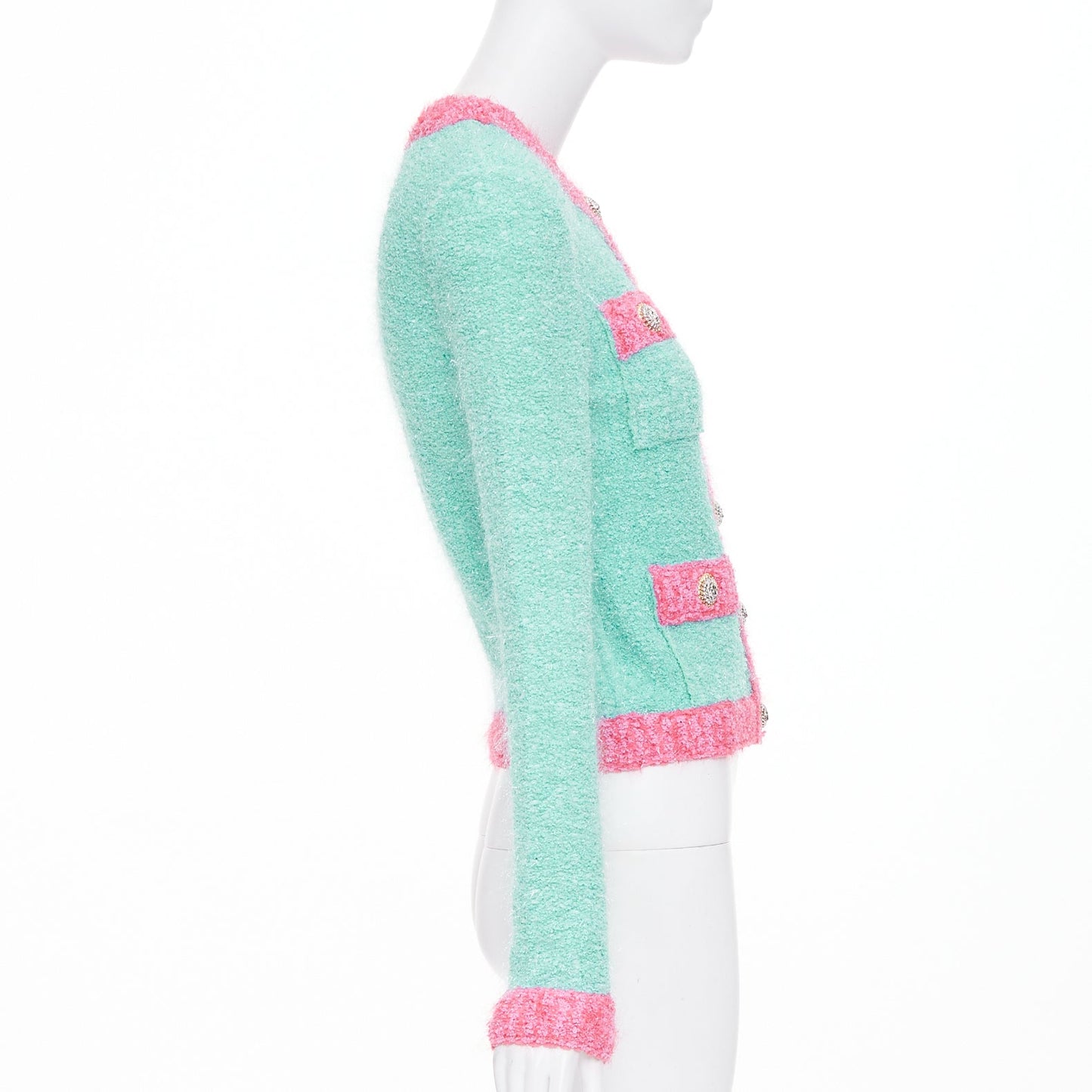 Women's Balmain boucle lurex buttoned knit cardigan